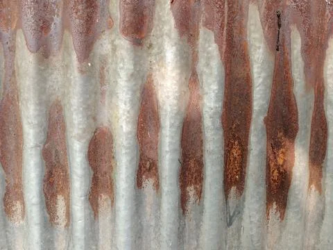 Rusty corrugated metal sheet texture background Stock Photos