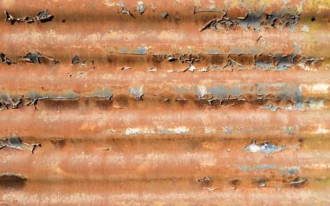 Rusty corrugated sheet iron surface Stock Photos