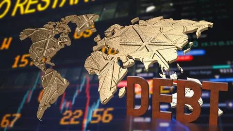 The rusty debt text on world map for Business concept 3d rendering.. Stockillustratie