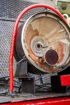 Rusty details of an old steam train showcasing its vintage machinery in a Stock Photos