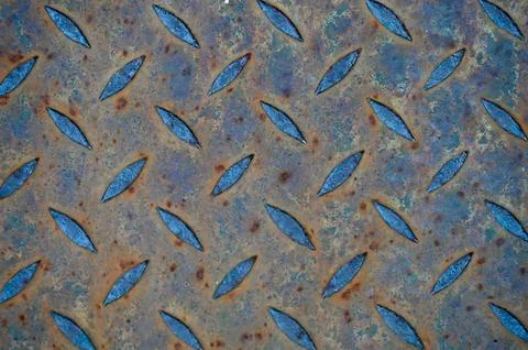 Rusty Diamond Plate Metal Texture Dark Industrial Steel Background Stock Photos