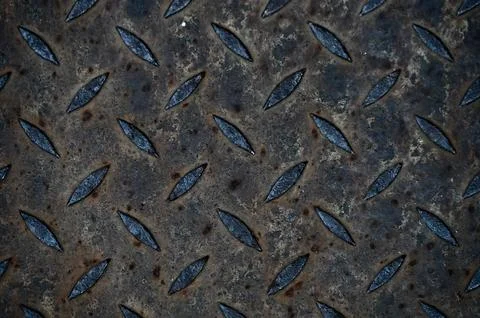 Rusty Diamond Plate Metal Texture Dark Industrial Steel Background Stock Photos