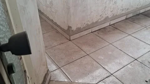 Rusty door knob motion footage revealing empty weathered house interior hallway Stock-Footage 345362137
