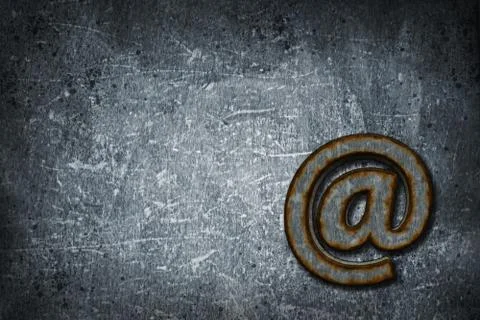 Rusty email symbol on grunge background - 3d illustration Stock Illustration