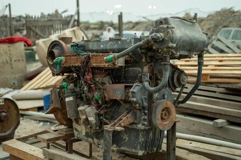 Rusty Engine in Workshop Stock Photos