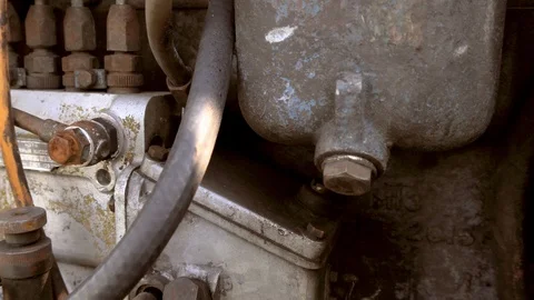 The rusty engines and pipes on the tractor truck Stock Footage 115664013