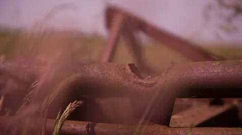 Rusty Equipment in a Field 2 Stock Footage 51440213