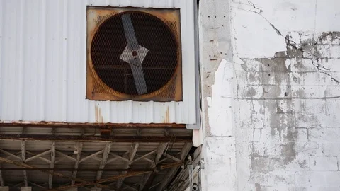 Rusty Fan On Building Stock Footage 76786667