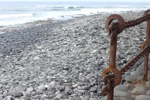 Rusty fence by the sea Foto stock