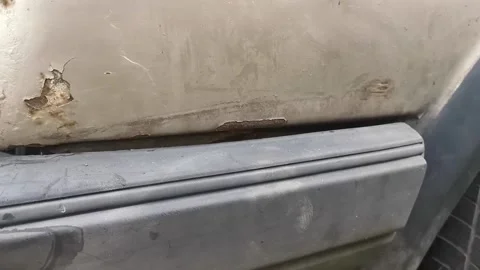 Rusty fender and bumper of old car Stock Footage 296100460