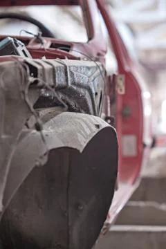 Rusty front wing on crashed car Stock Photos