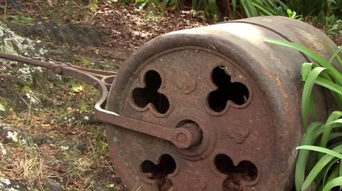 Rusty Garden Lawn Mower Video stock 51969406