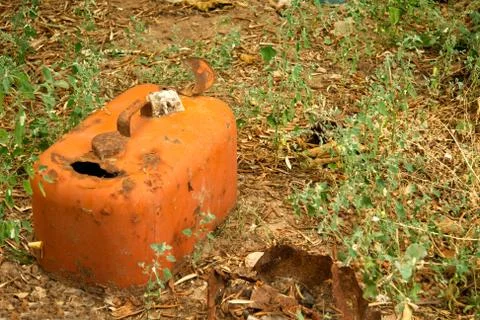 Rusty gasoline can Stock Photos