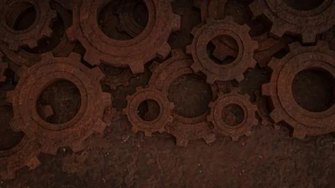 The Rusty Gear for engine or Background concept 3d rendering. Illustrazione stock
