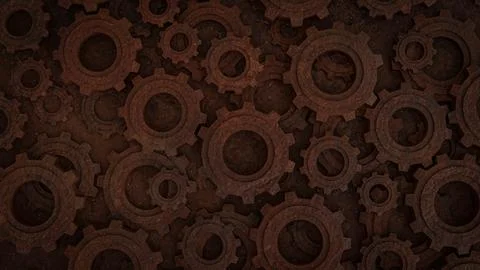 The Rusty Gear for engine or Background concept 3d rendering. Illustrazione stock