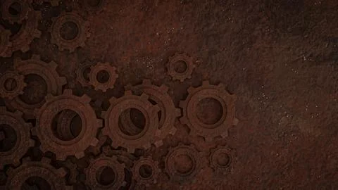 The Rusty Gear for engine or Background concept 3d rendering. Illustrazione stock