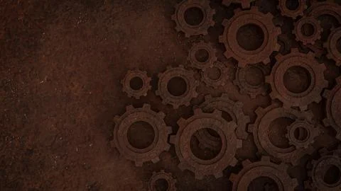 The Rusty Gear for engine or Background concept 3d rendering. Illustrazione stock