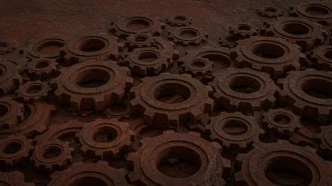 The Rusty Gear for engine or Background concept 3d rendering. Illustrazione stock