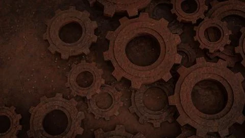 The Rusty Gear for engine or Background concept 3d rendering. Illustrazione stock