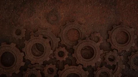 The Rusty Gear for engine or Background concept 3d rendering. Illustrazione stock