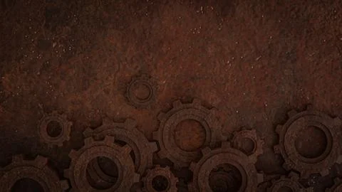 The Rusty Gear for engine or Background concept 3d rendering. Illustrazione stock