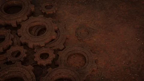 The Rusty Gear for engine or Background concept 3d rendering. Illustrazione stock
