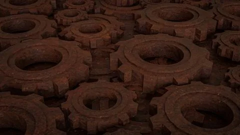 The Rusty Gear for engine or Background concept 3d rendering. Illustrazione stock