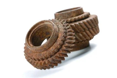 Rusty gears isolated on white background Stock Photos