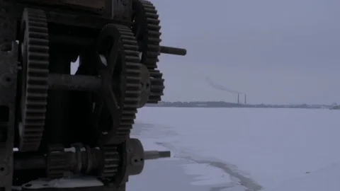 Rusty gears of the mechanism Stock Footage 100028345
