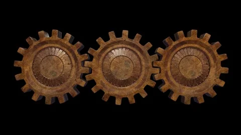 Rusty gears rotate on a black background. 3d render. looped animation Stock Footage 234063257