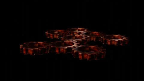 Rusty gears spinning on black background. looped animated background. 3d render Stock Footage 297373878
