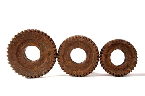 Rusty gears on a white background Stock Photos