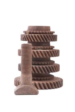 Rusty gears on a white background Stock Photos