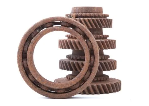 Rusty gears on a white background Stock Photos