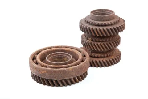 Rusty gears on a white background Stock Photos