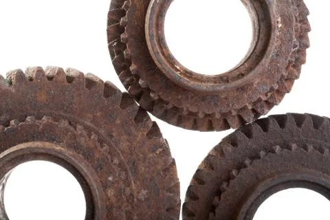 Rusty gears on a white background Stock Photos
