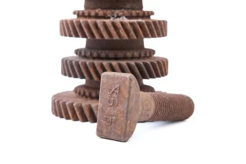 Rusty gears on a white background Stock Photos