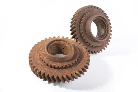 Rusty gears on a white background Stock Photos
