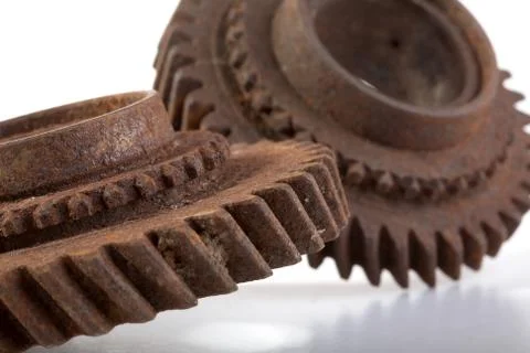 Rusty gears on a white background Stock Photos
