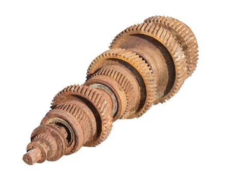 Rusty gears on a white Stock Photos