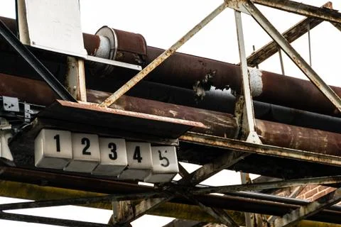 Rusty girder with numbers on it Foto stock
