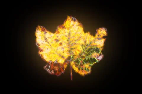 Rusty glowing fallen maple leaf fractal 스톡 일러스트