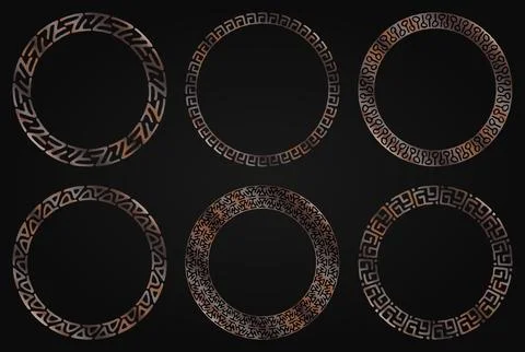 Rusty golden round frame border. Vector Stock Illustration