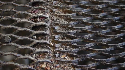 Rusty grating, half, transparent, devastation Video stock 57324206