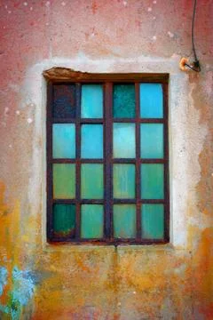 Rusty Green Window Stock Photos