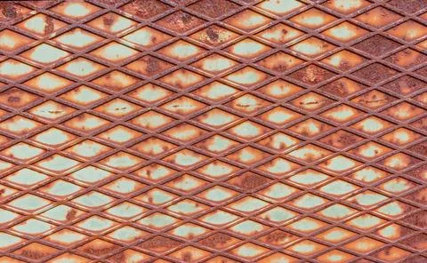 Rusty grid metal texture with romboid background Stock-Fotos