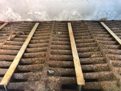 A rusty grill close up as a abstract background. Stock Photos