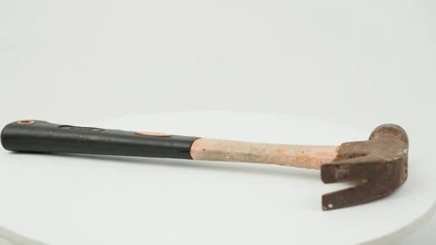 Rusty Hammer Rotating on Clean White Background Stock Footage 324912198