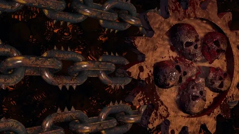 Rusty Hell Cogwheels Loop Video stock 78096116