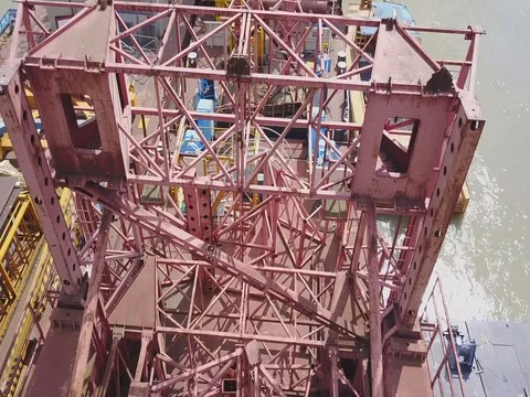 Rusty Industrial container freight ship Stock Footage 78975737